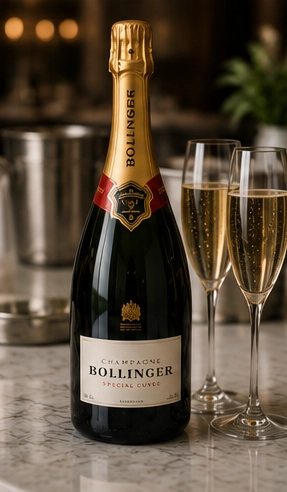 Champagne bottle in an ice bucket for client gifting