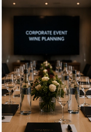 Wine glasses on a table for event drinks planning