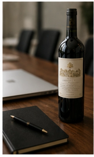 Wine gift with thank-you card for a client