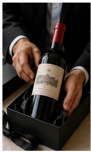 Wine gift with thank-you card for a client