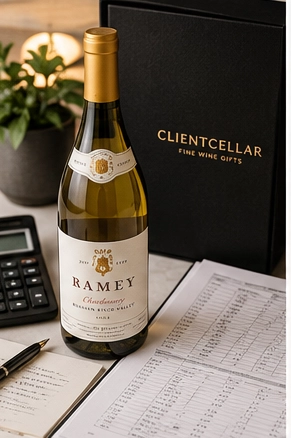 Wine gift with thank-you card for a client